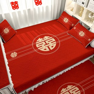 结婚榻榻米床盖定制专用大床单四季通用2024新款红色喜庆农村火炕