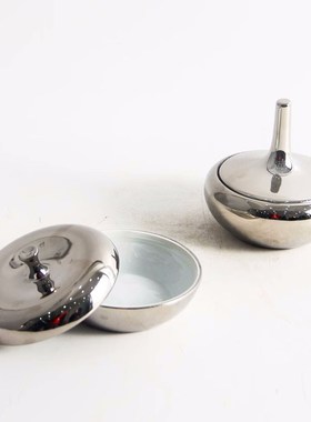 现代简约电镀金银色陶瓷储物罐摆件样板间茶几零食糖果收纳罐装饰