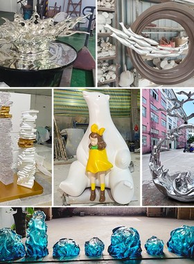 透明树脂玻璃钢雕塑定制大型户外售楼部商场美陈软装饰品摆件厂家