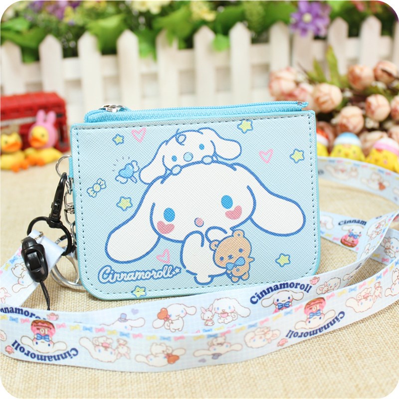 新款中小学生零钱包公交卡套校讯通D收纳小包PU防水幼儿园带挂绳