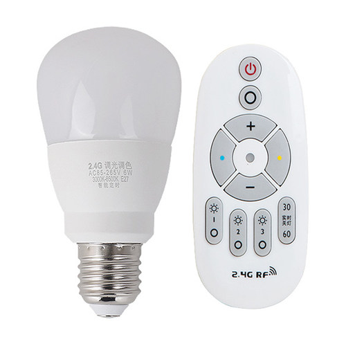 智能灯泡无线遥控LED无极调光变色温E27螺口可调节亮度暖光球泡