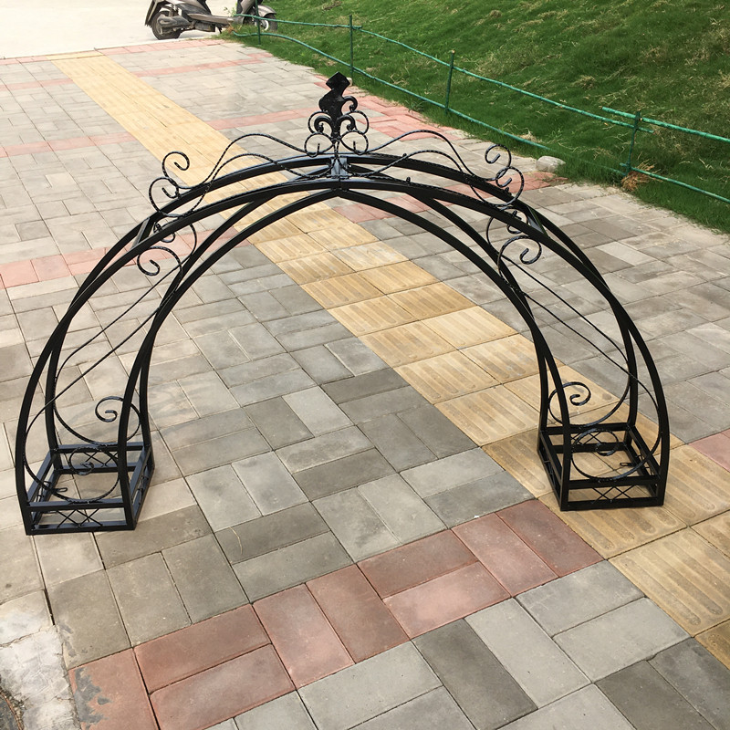 欧式铁艺拱门花架别墅鲜花拱门庭院花园门柱架子户外拱形门头订制