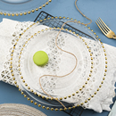 欧式 轻奢珠珠金边玻璃西餐牛排盘家用沙拉盘餐盘菜盘餐具大号盘子