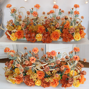 仿真婚庆绢花大地排花挑r高花艺舞台路引商场橱窗开业活动布置花