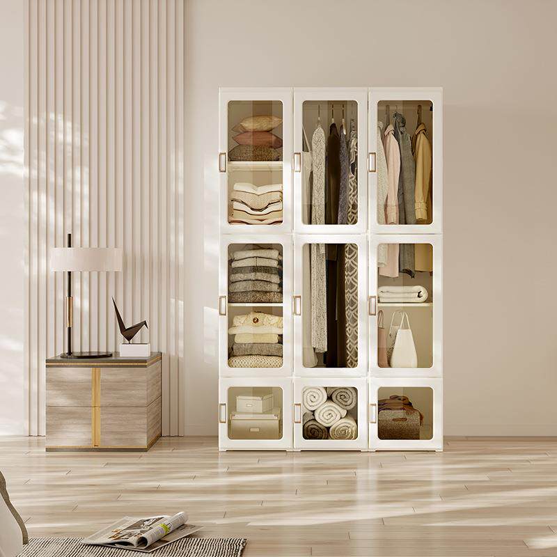 mayibox布衣柜简约卧室家用钢管加粗加固加厚组装塑料出租房收纳