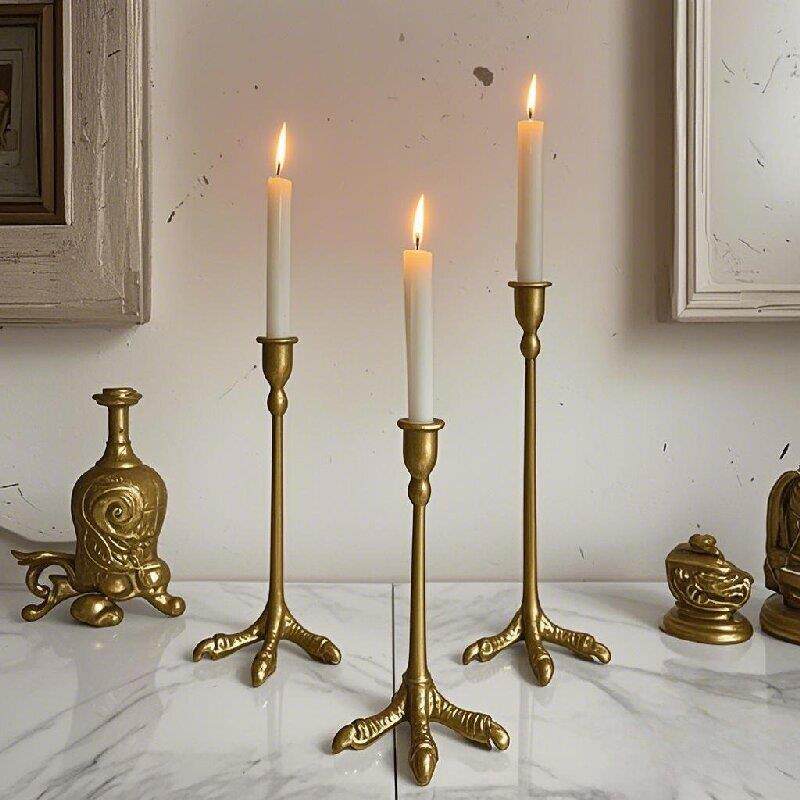 欧式复古铁艺烛台法式高级桌面摆件拍照道具客厅餐桌蜡烛架