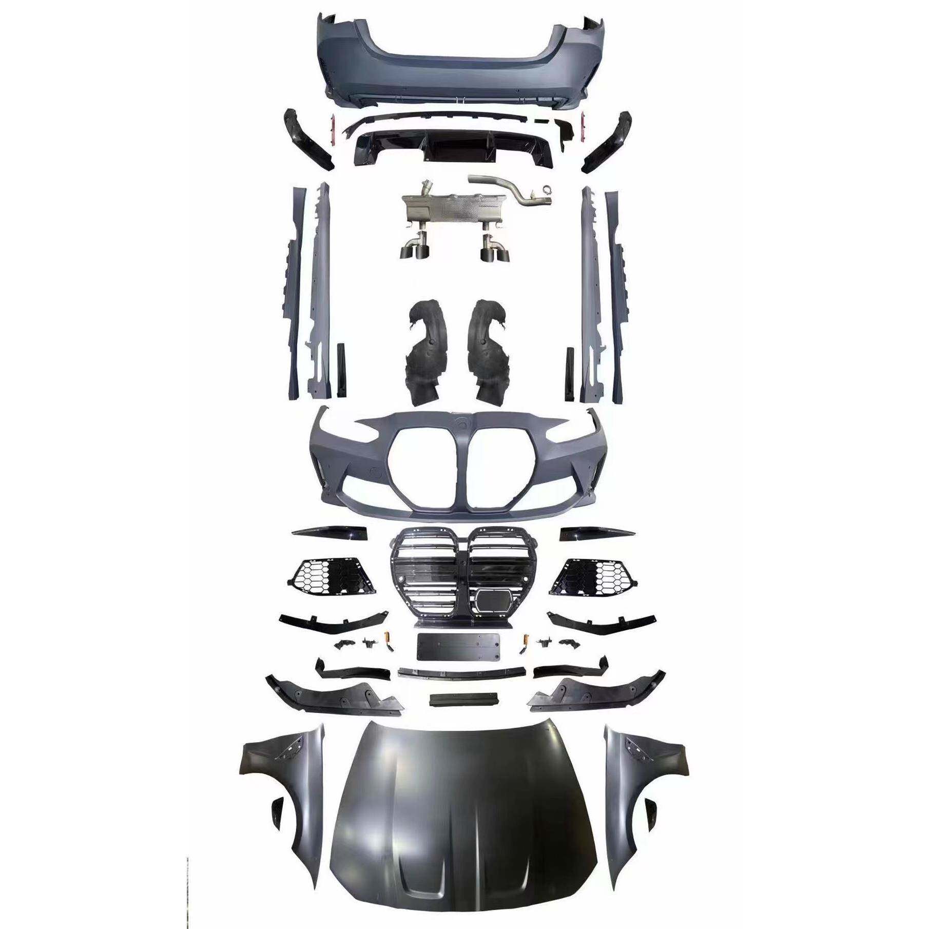 适用宝马新4系G22G23改装1比1宽体M4大包围机盖叶子板排汽管中网