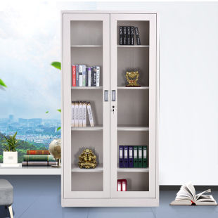 通门玻璃柜办公铁皮柜文件柜抽屉带锁资料档案柜子凭证柜储物书柜