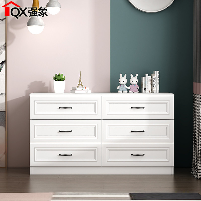 现代简欧白色卧室斗柜收纳柜客厅三四五组合抽屉储物柜电视斗柜K2