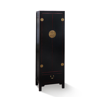 新中式 饰门厅柜定制 衣柜简约复古2门卧室实木榆木储物立柜书柜装