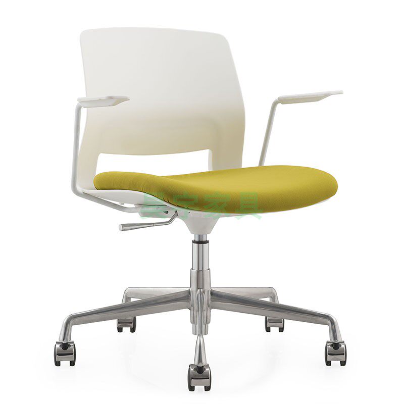 高脚吧台椅带脚踏可升降前台酒吧椅带扶手茶水间白色PP塑胶椅子