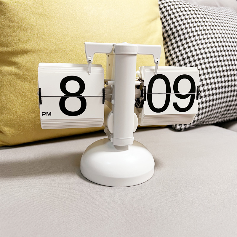 复古欧式自动翻页钟机械天平翻牌时钟客厅简约座钟个性台钟装饰钟