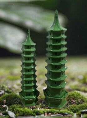 绿色办公室摆件九层陶瓷文昌塔书房假山造景装饰中式客厅简约水缸