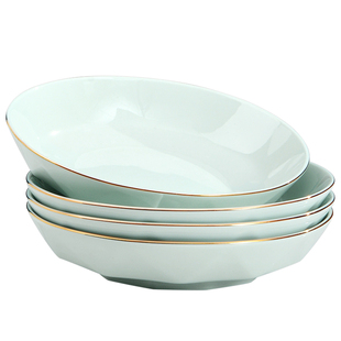 盘子菜盘家用2024新款陶瓷8寸深盘汤盘碟子套装组合时尚网红餐具