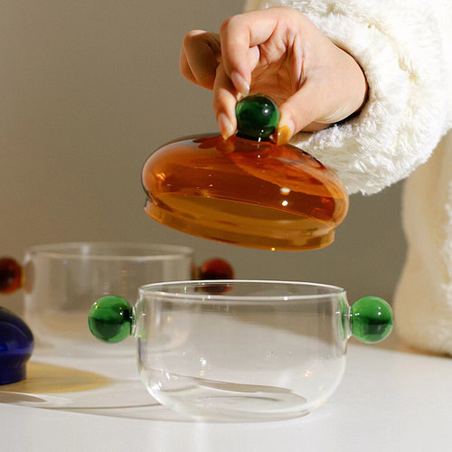 微硼硅玻璃蒸蛋炖汤燕窝炖盅可高火明波炉双耳带盖蒸甜品碗