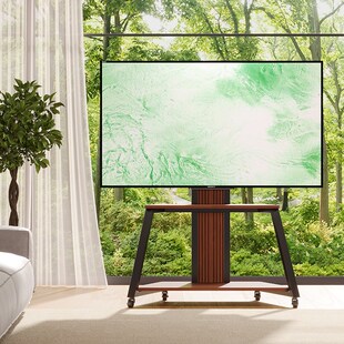 中古风可移动电视柜带轮小户型客厅卧室I落地复古实木升降电视挂