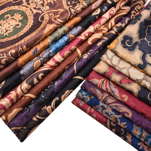 新款沙发布料绒布欧式加厚冰花绒印花金丝绒桌布软包背景面料批布