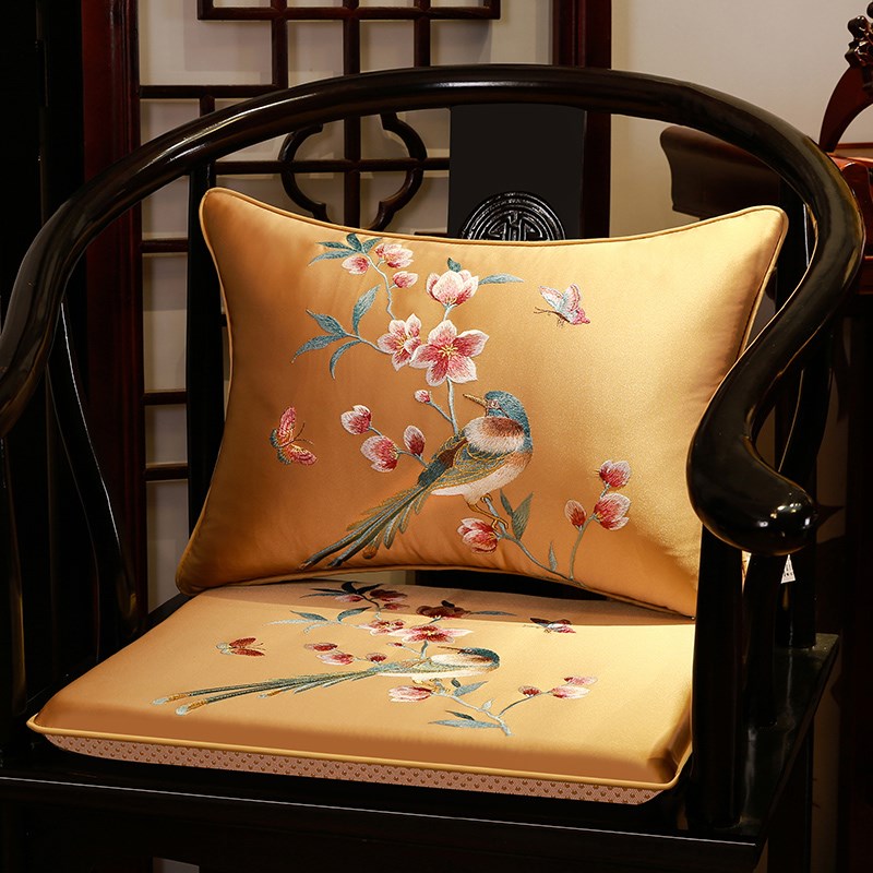 椅坐垫新中式刺绣太师椅r官帽椅皇宫椅圈椅垫办公室坐垫薄款防滑