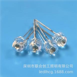 f5高亮草帽白发红光led灯珠620 625nm草帽蓝光绿光黄光灯珠