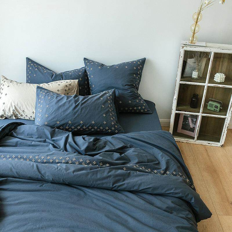 文艺民宿风水洗棉刺绣四件套纯色绣花床单被套床上用品,金属材料及制品,金属加工件/五金加工件,淘宝优惠券,粉丝福利购,淘宝优惠卷