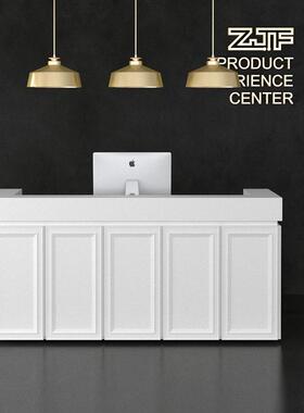 ZJF欧式收银台吧台柜台简约白烤漆迎宾台复古前台接待台