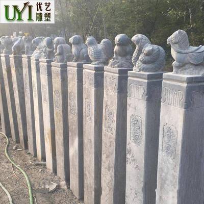 石材龙生九子柱子仿古青石石雕拴马桩园林庭院摆件石材拴马桩