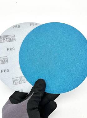 陶瓷薄膜蓝砂5寸6寸蓝色背绒圆盘砂纸高性能FC66