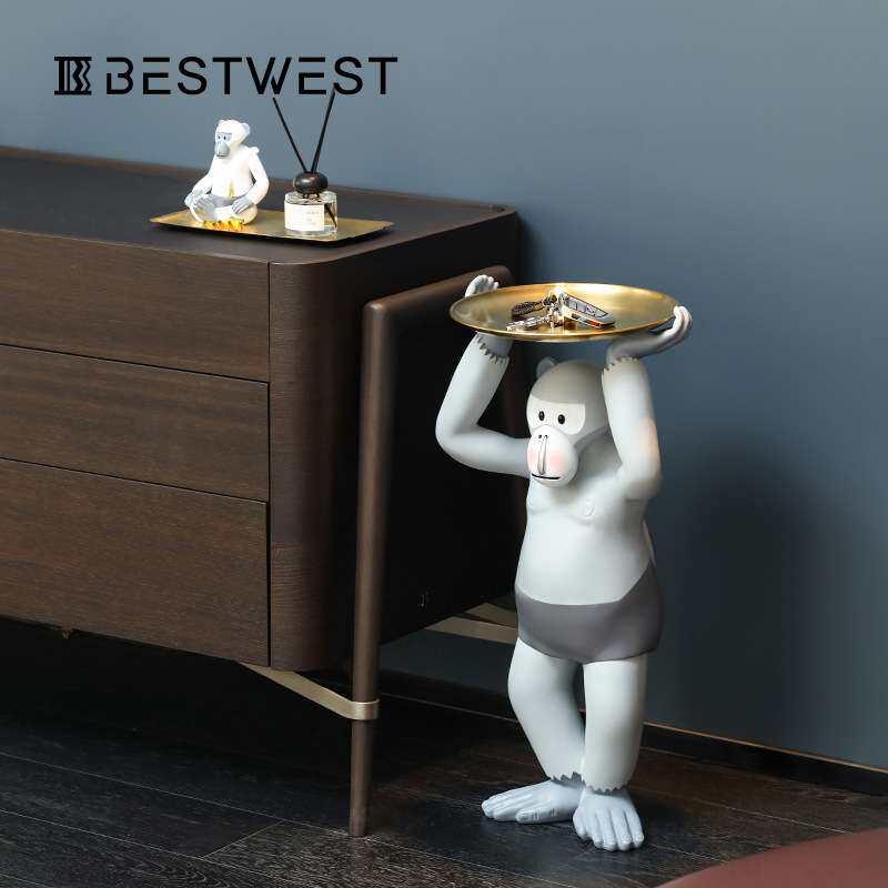 Best west 客厅玄关电视柜猴子装饰摆件设计师样板房家居装饰品
