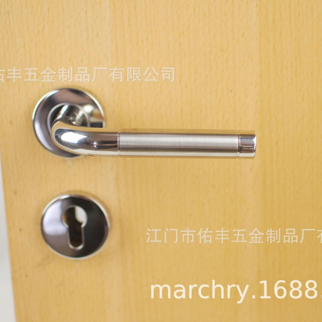 门把手生产厂家 不锈钢弯管型空心门执手 车坑双色单弯间色门拉手