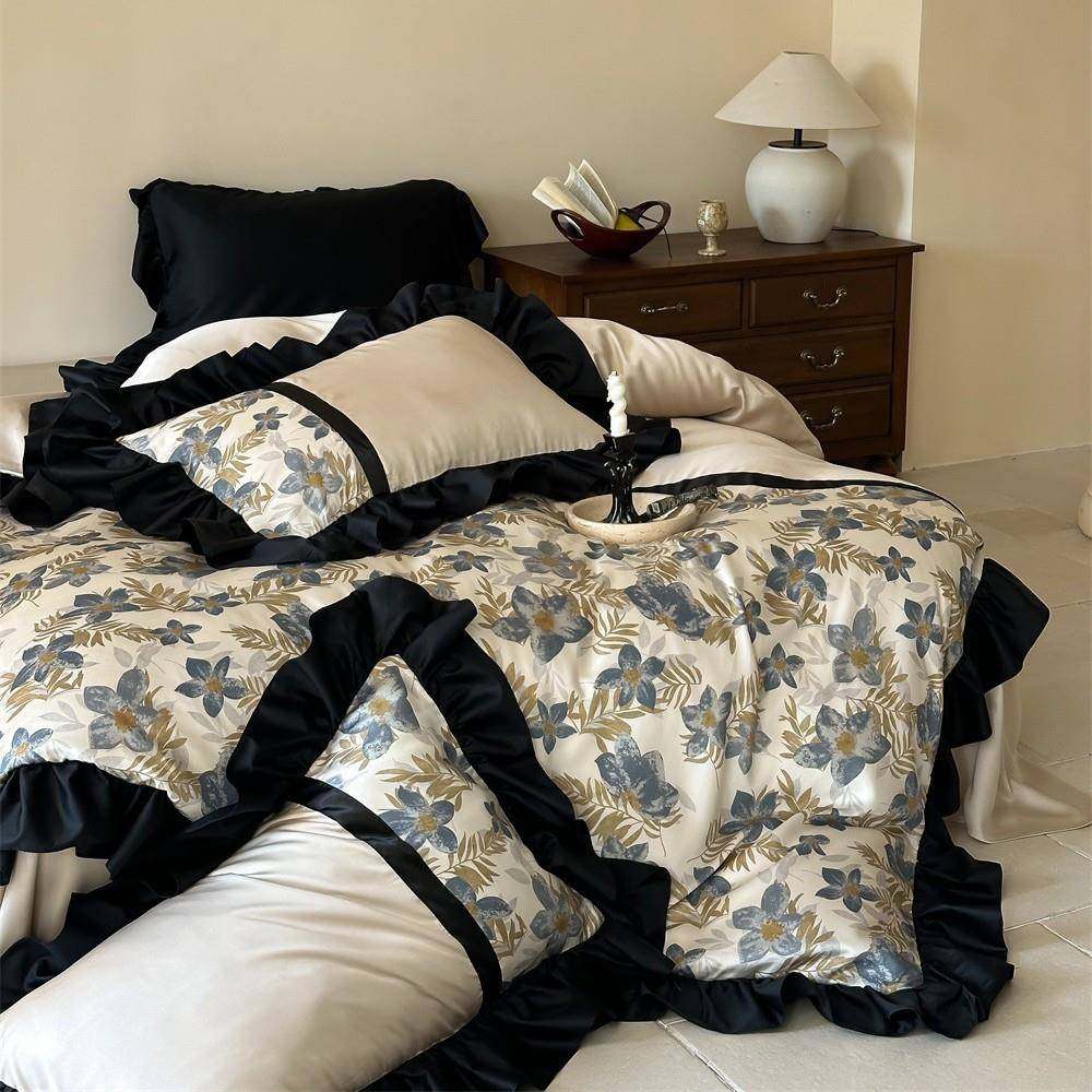 法式复古60支兰精天丝四件套数码印花夏季丝滑凉感被套床笠床品