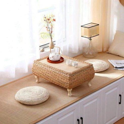 藤编阳台地桌简约小炕桌炕几榻榻米茶几飘窗桌子茶桌卧室窗台矮桌