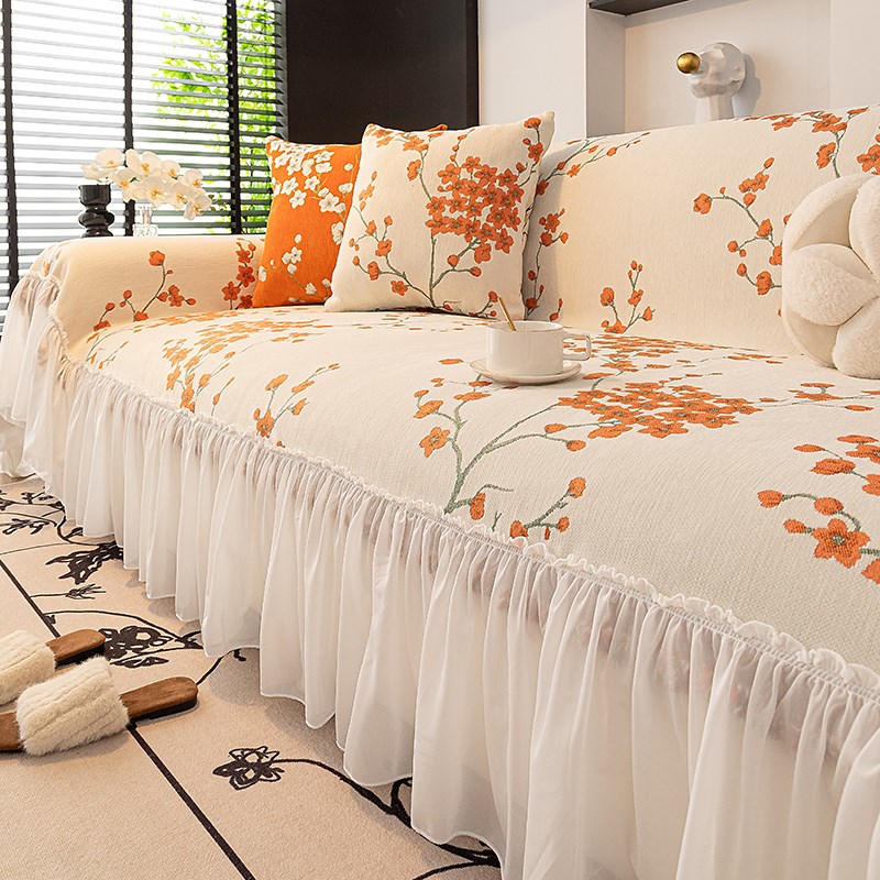 2025新款法式复古风沙发盖布巾高级感一整张全包T直排沙发坐垫套