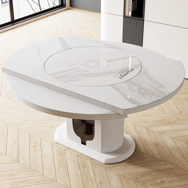 多功能岩板餐桌椅组合简约小户型家用奶油风可伸缩变圆电磁炉餐桌,住宅家具,岩板餐桌,淘宝优惠券,粉丝福利购,淘宝优惠卷