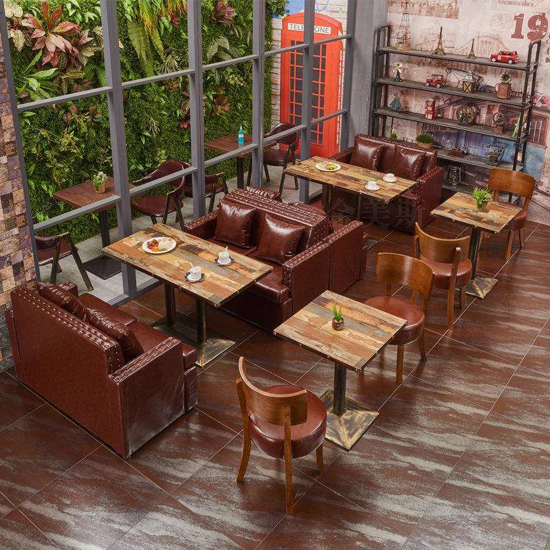 咖啡店沙发桌椅奶茶店西餐厅卡座沙发甜品店主题休闲餐饮家具