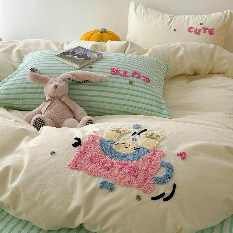 小清新水洗棉床上四件套纯棉全棉可爱儿童床品被套宿舍床单三件套,自行车/骑行装备/零配件,更多零件/配件,淘宝优惠券,粉丝福利购,淘宝优惠卷