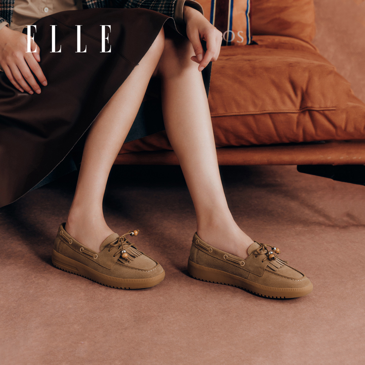 ELLE乐福鞋女真皮软底不累脚图片