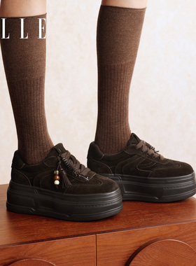 【KK专属】ELLE板鞋厚底2025秋冬新款增高休闲运动雪地面包鞋女X