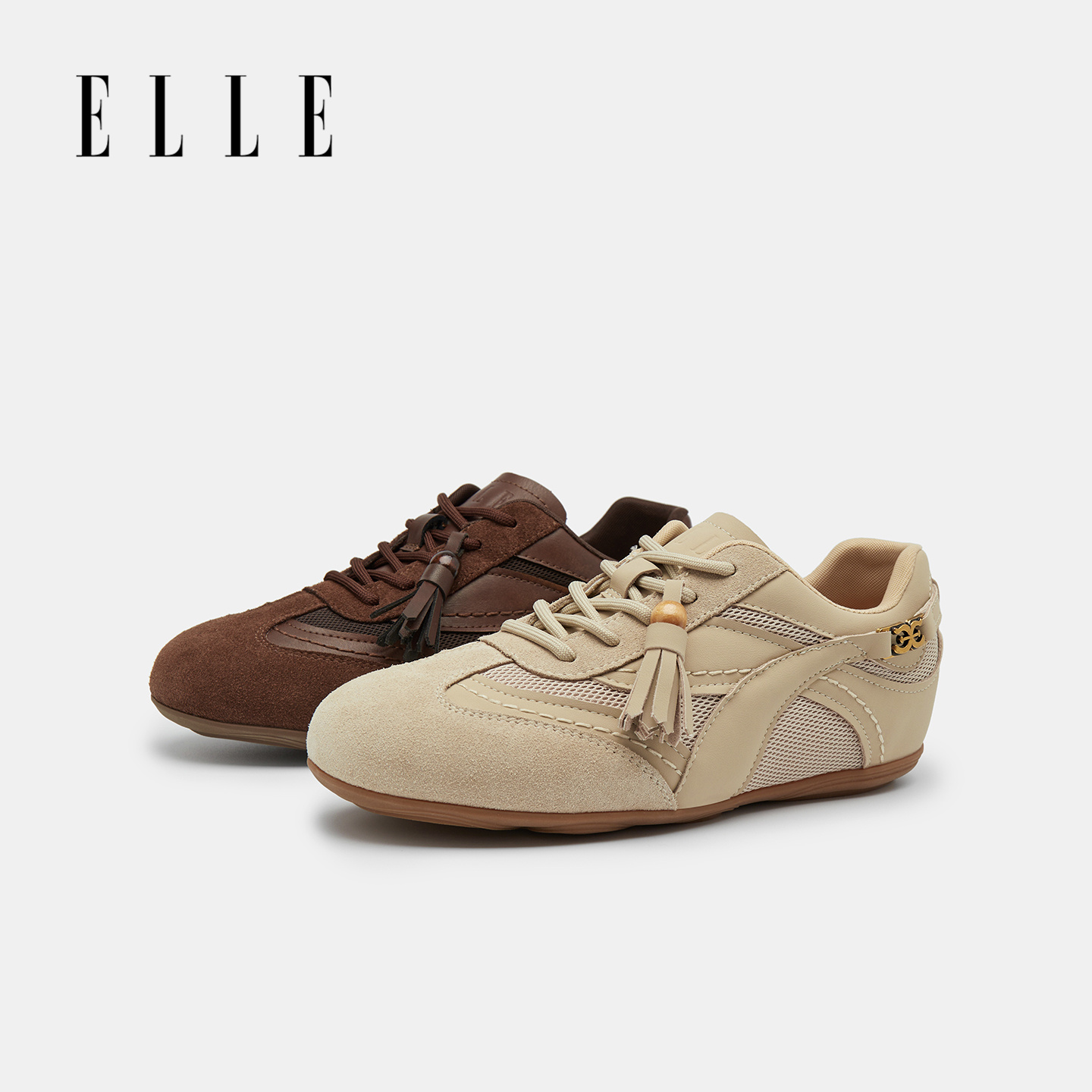 ELLE厚底德训鞋女款内增高女鞋2025新款冬季美拉德鞋子阿甘鞋