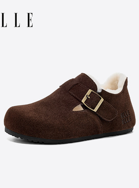 ELLE内增高毛毛绒雪地靴女2025新款冬季软底不累脚勃肯鞋防滑棉鞋