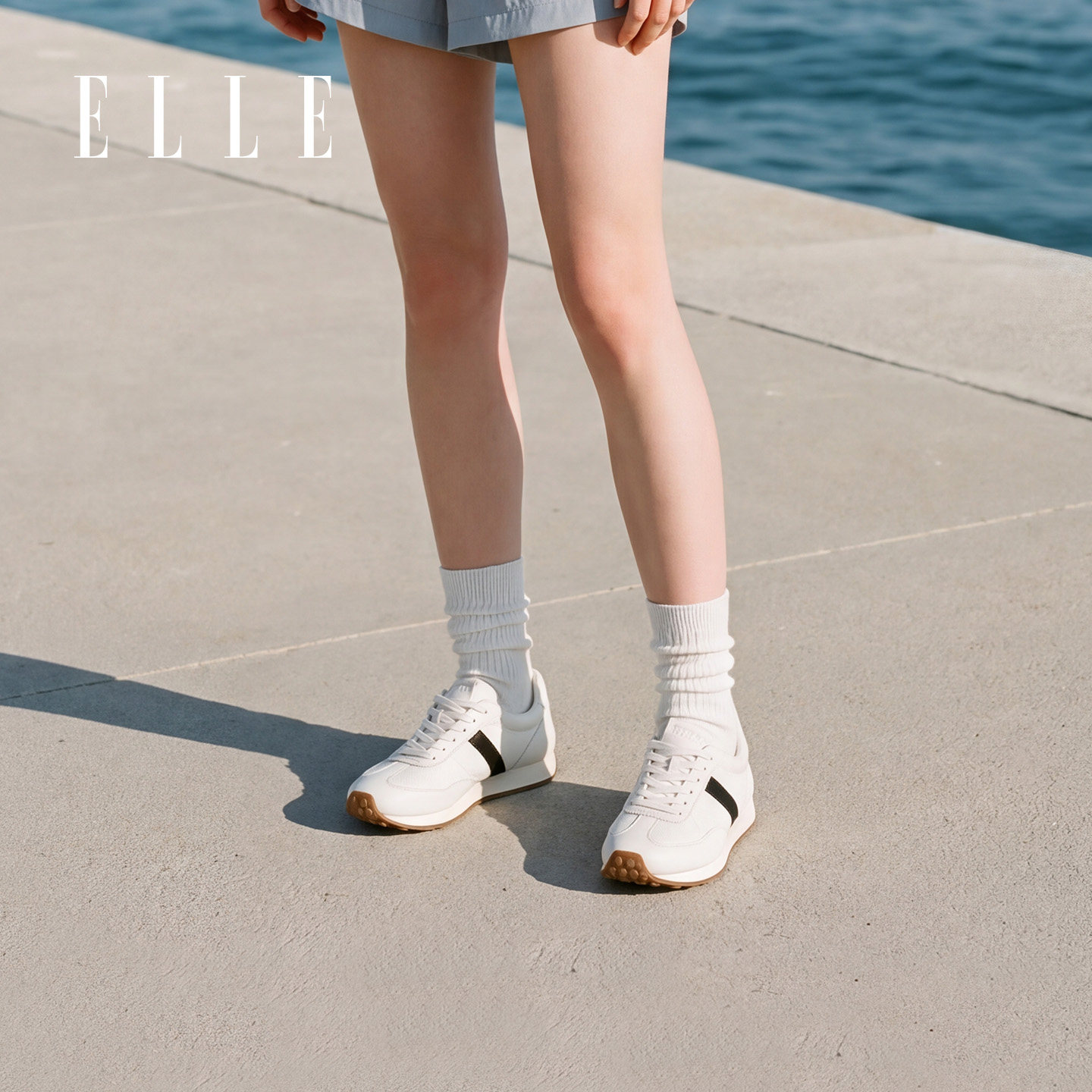 ELLEE厚底阿甘鞋女款2026新款夏款真皮德训鞋增高小白鞋老爹鞋图片
