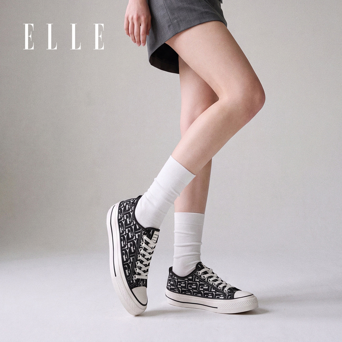 ELLE女鞋自由时刻轻便厚底帆布鞋女2026夏季新款休闲不累脚板鞋图片