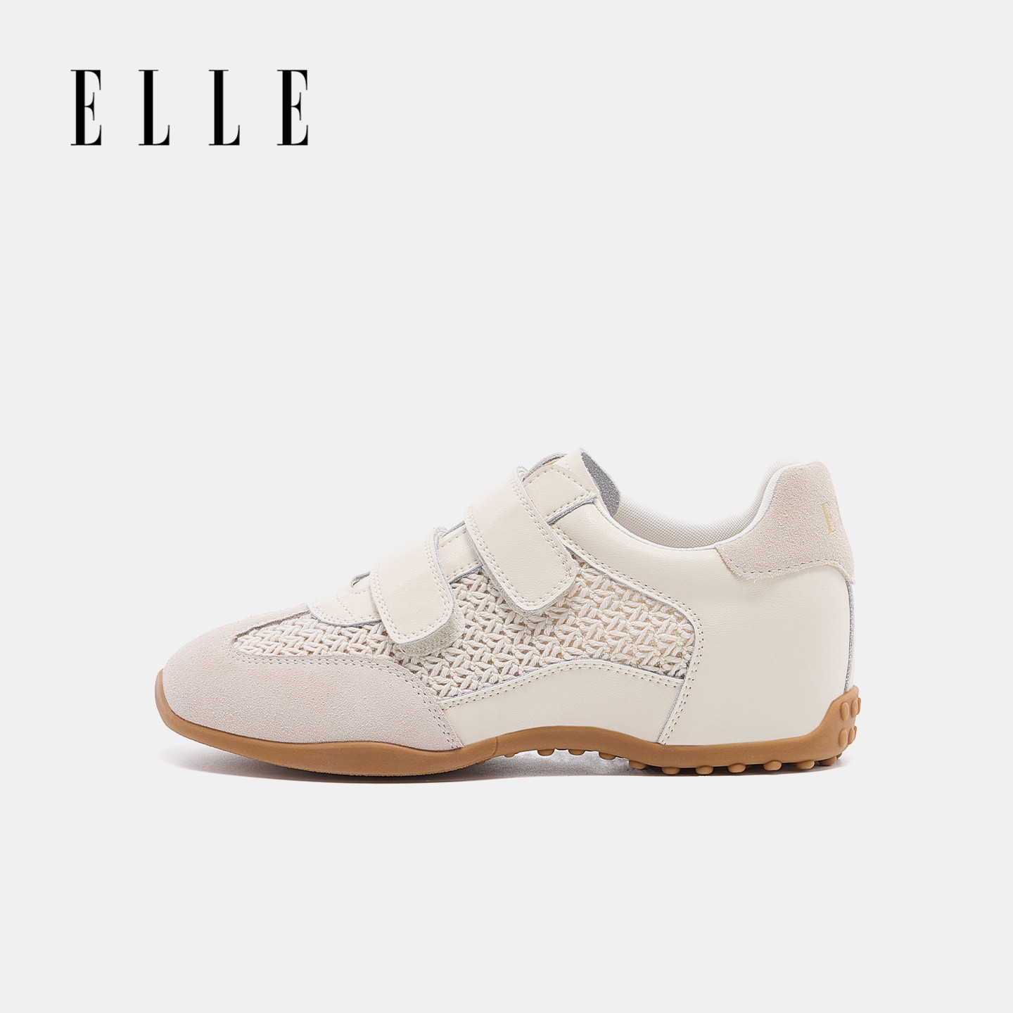 ELLE灰色内增高德训鞋魔术贴