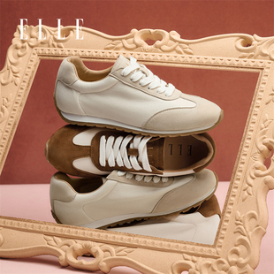 ELLE牛皮厚底阿甘鞋女款2025新款冬季女鞋今年流行爆款鞋子德训鞋