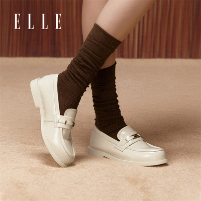 ELLE厚底乐福鞋真皮软底不累脚通勤风小皮鞋女豆豆鞋2025英伦风