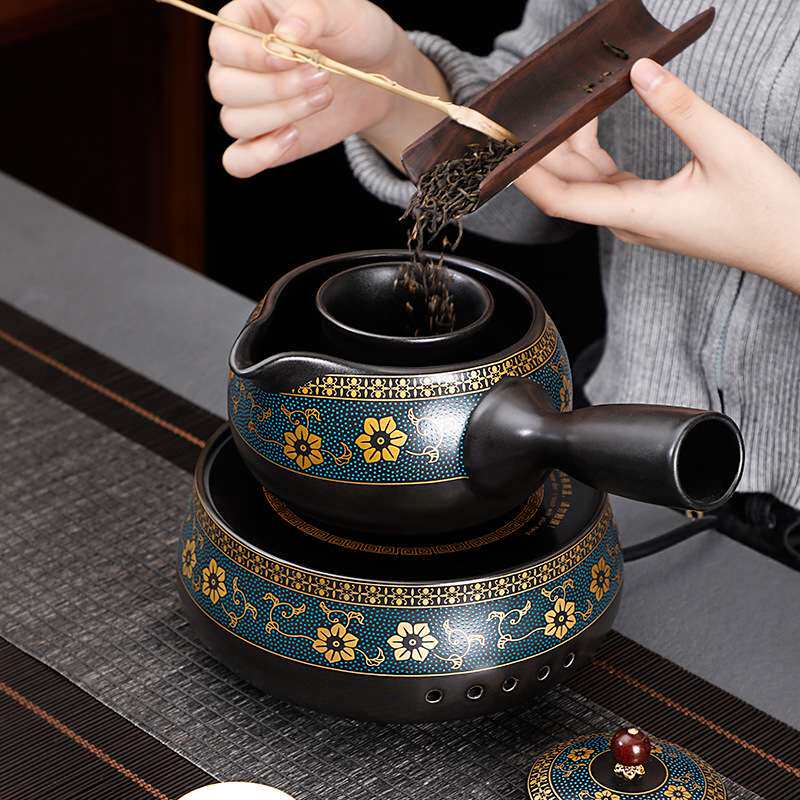 小德缠枝莲电陶炉煮茶器家用提梁烧水壶套装普洱泡茶壶中式复古壶