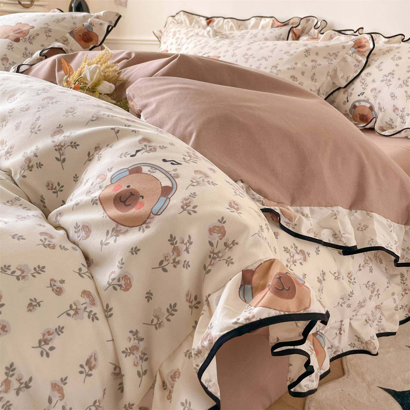 2025新款韩版花边印花四件套四件套,3C数码配件,其它配件,淘宝优惠券,粉丝福利购,淘宝优惠卷