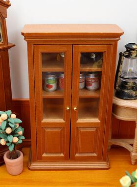 1:12迷你娃娃屋家具摆件微缩OB11书房场景书柜双门柜子仿真柜模型