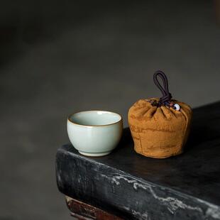 汝窑开片可养禅定杯陶瓷主人杯品茗杯豆青色冰裂纹小茶杯个人单杯