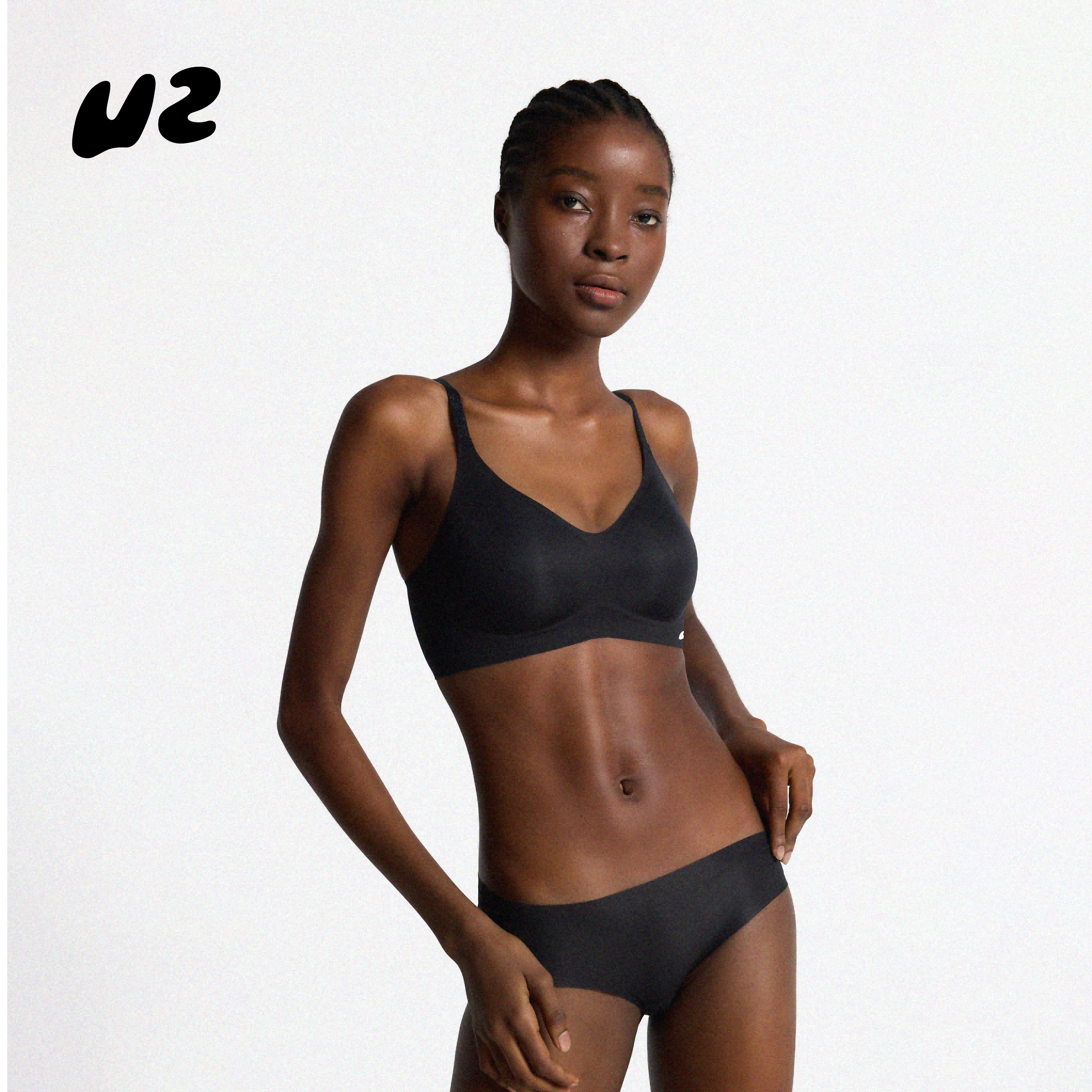 U2细闪无痕内衣女细肩带舒适无钢圈圆润聚拢型不压胸设计圣诞新品