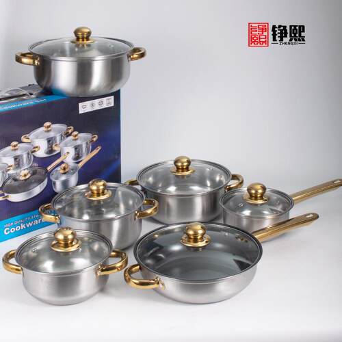 复底厨房东南亚不锈钢12件套汤锅奶锅水壶加厚套装锅POTS